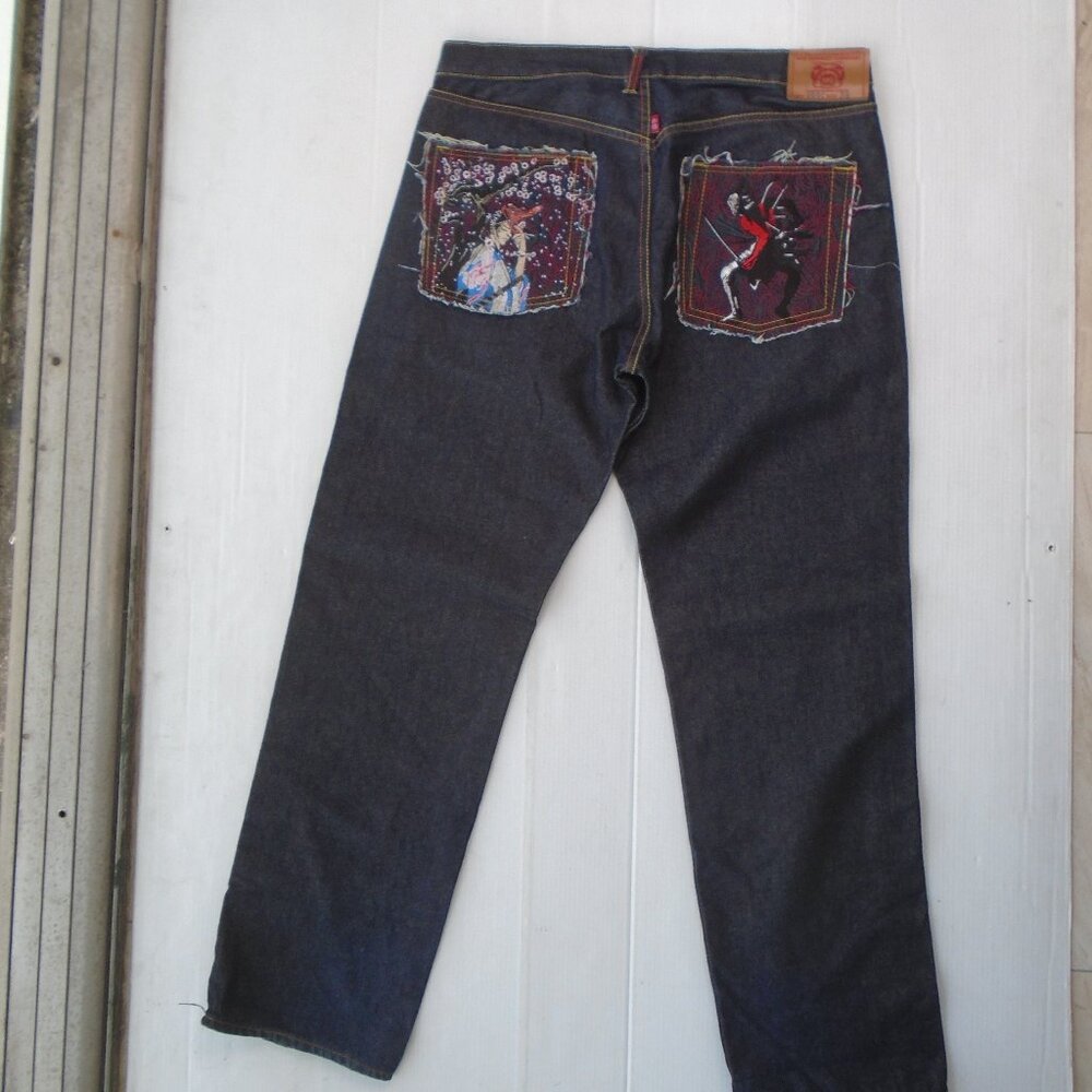Red Monkey Company RMC Men's Jeans Pants Embriodered Selvaged Size 36 Blue